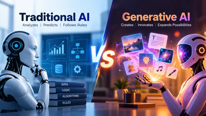 Generative AI vs Traditional AI: Differences, Uses, Examples & Career Scope in 2026
